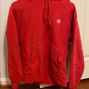Red champion hoodie